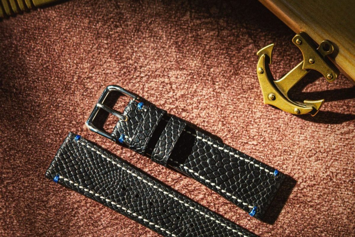 Leather watch strap